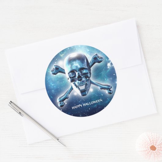 Weltraumschädel. Gestalted Runder Aufkleber (Umschlag)