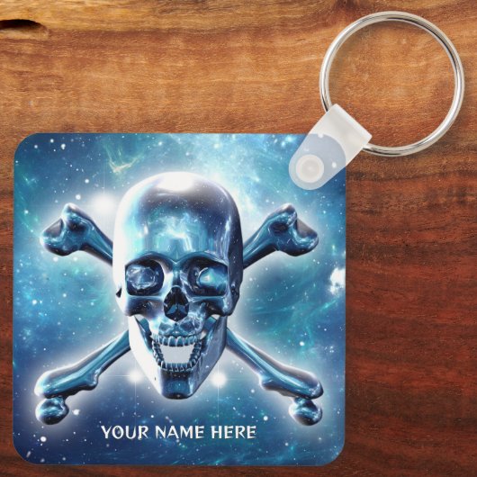 Weltraumschädel. Personalisiert Schlüsselanhänger (Rückseite)