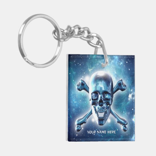 Weltraumschädel. Personalisiert Schlüsselanhänger (Vorderseite links)
