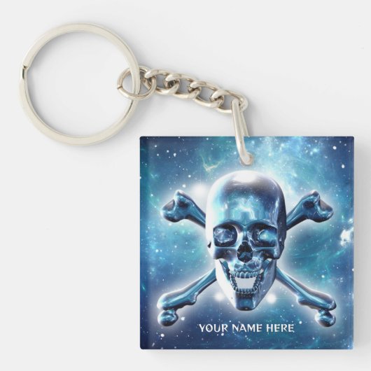 Weltraumschädel. Personalisiert Schlüsselanhänger (Vorderseite)