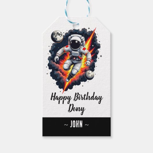 Weltraumschau Geburtstag Geschenkanhänger (Vorderseite)