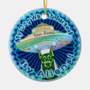 Weltraumschiff Alien Hund Entführung Keramik Ornament