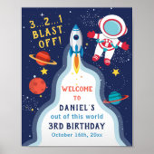 Weltraumschiff Astronautin Geburtstag Willkommen Poster (Vorne)