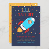 Weltraumschiff Foto Einladung zum Geburtstag (Vorne/Hinten)