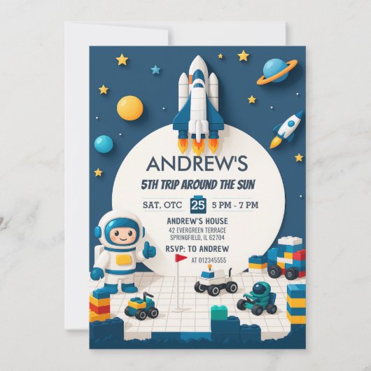 Weltraumschiff - Geburtstag des Personal Rocket Sh Einladung (Vorderseite)