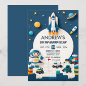 Weltraumschiff - Geburtstag des Personal Rocket Sh Einladung (Vorne/Hinten)