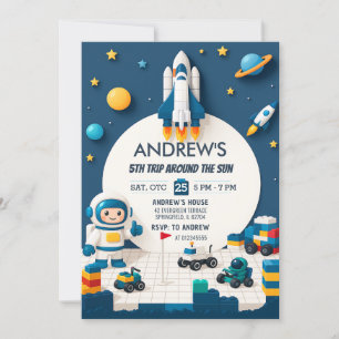 Weltraumschiff - Geburtstag des Personal Rocket Sh Einladung