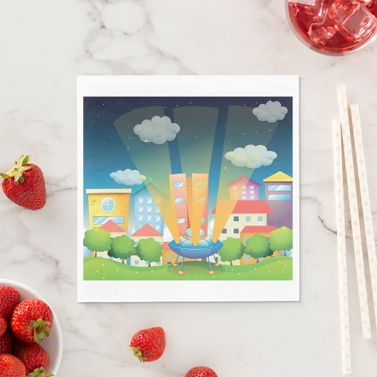 Weltraumschiff in der City Paper Napkins Serviette