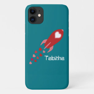 Weltraumschiff in Rosa und Roter Liebe Case-Mate iPhone Hülle