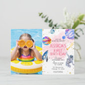 Weltraumschiff-Planet Einladung (Stehend Vorderseite)