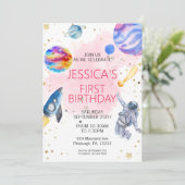 Weltraumschiff-Planet Einladung (Stehend Vorderseite)