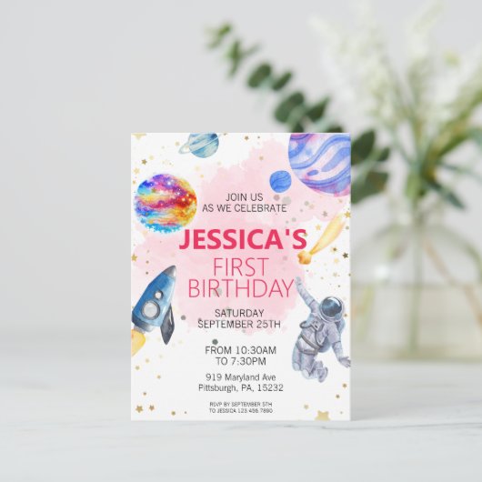 Weltraumschiff-Planet Postkarte (Stehend Vorderseite)