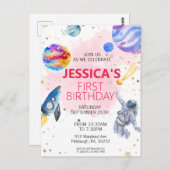 Weltraumschiff-Planet Postkarte (Vorne/Hinten)