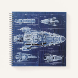 Weltraumschiff-Sci-Fi-Diagramm Notizblock