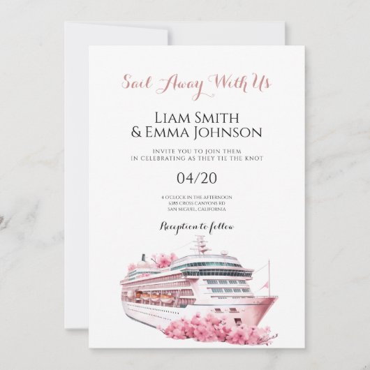 Weltraumschiff Tropical Travel Wedding Einladung (Vorderseite)