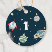 Weltraumschiff und Planeten Geschenkanhänger (Vorderseite)