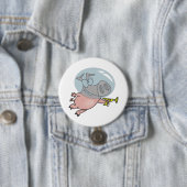 Weltraumschwein mit Strahlenpistole Lustiger Astro Button (Beispiel)