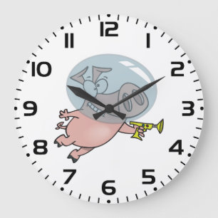 Weltraumschweinchen mit Strahlenpistole Lustiger A Große Wanduhr