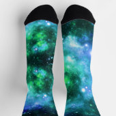 Weltraumsocken - Blaues Green Star-Muster Socken (Oben)