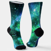 Weltraumsocken - Blaues Green Star-Muster Socken (Gewinkelt)