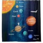 Weltraumsolarsystem Astronautenraumschiff Duschvorhang (Vorderseite)