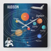 Weltraumsolarsystem Raumfahrtschiff Pluto Quadratische Wanduhr (Vorderseite)