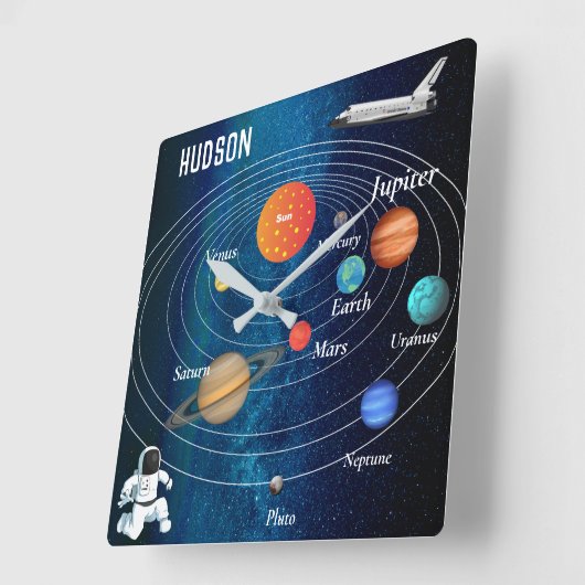 Weltraumsolarsystem Raumfahrtschiff Pluto Quadratische Wanduhr (Winkel)