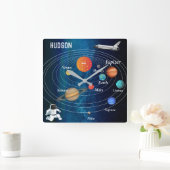 Weltraumsolarsystem Raumfahrtschiff Pluto Quadratische Wanduhr (Zuhause)