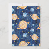 Weltraumsolarsystem | Wasserfarben-Babydusche Einladung (Rückseite)