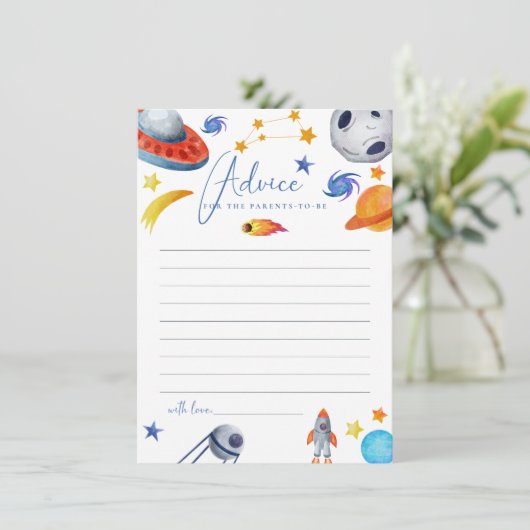 Weltraumsolarsystem | Watercolor Baby Shower - Emp Begleitkarte (Stehend Vorderseite)