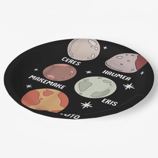 Weltraumsolarsystem Zwergplaneten für Kinder Pappteller (Schrägansicht)