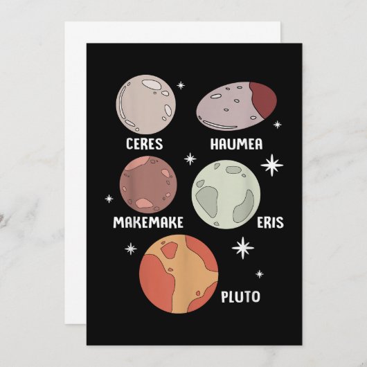 Weltraumsolarsystem Zwergplaneten für Kinder Save The Date (Vorne/Hinten)