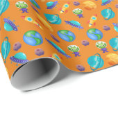 Weltraumsonder auf Orange Geschenkpapier (Rolleneckpunkt)