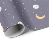 Weltraumstars Raketen und Planeten Geschenkpapier (Rolleneckpunkt)