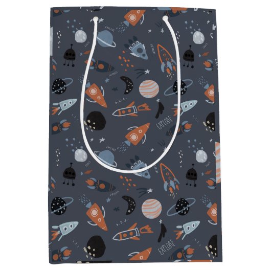 Weltraumstart Mittlere Geschenktüte (Vorderseite)