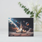 Weltraumstart Postkarte (Stehend Vorderseite)