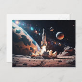 Weltraumstart Postkarte (Vorne/Hinten)