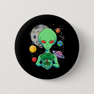Weltraumtag Feier Kosmische Alien Baum des Lebens Button