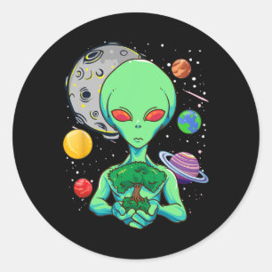 Weltraumtag Feier Kosmische Alien Baum des Lebens Runder Aufkleber