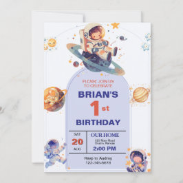 Weltraumtag zum ersten Geburtstag Einladung