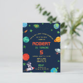 WELTRAUMTAKULÄRE FEIERUNG GEBURTSTAGSINVITATION POSTKARTE (Stehend Vorderseite)