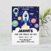 Weltraumtakulärer Junge Einladung zum 1. Geburtsta (Stehend Vorderseite)