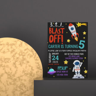 Weltraumtakuläres Party Astronaut Geburtstag Einladung