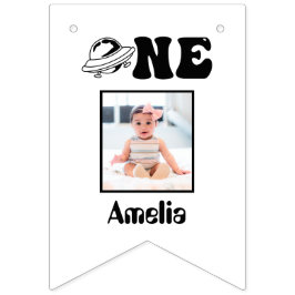 Weltraumthema 1. Geburtstag 12. Foto Banner