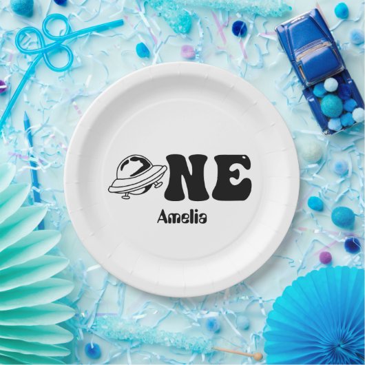 Weltraumthema 1. Geburtstag Pappteller (Party)