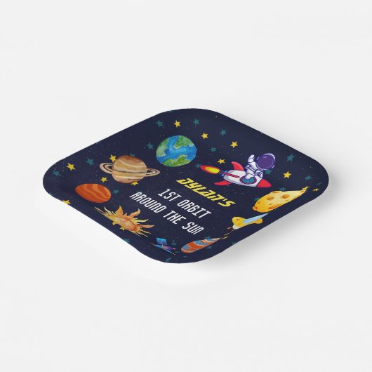 Weltraumthema 1. Geburtstag Party Papierplatte Pappteller (Gewinkelt)