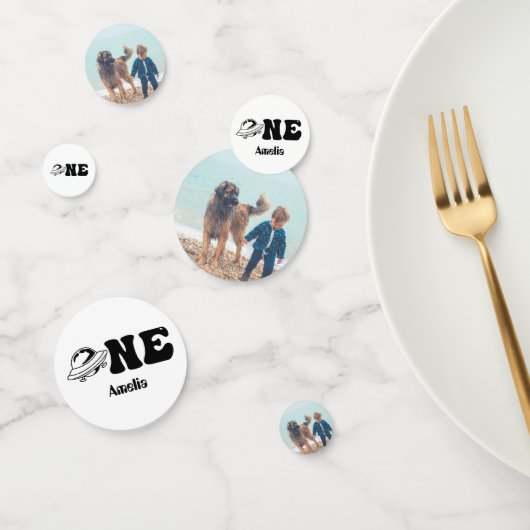 Weltraumthema 1. Geburtstag UFO-Foto Konfetti (Gruppe)