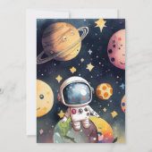 Weltraumthema Galaxy Sonnensystem 1. Geburtstag Einladung (Rückseite)