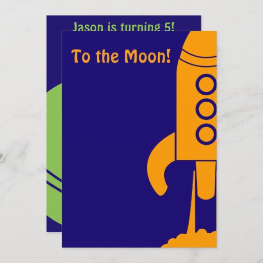 Weltraumthema Geburtstagsparty Einladung (Vorne/Hinten)