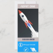 Weltraumthema Geburtstagsparty Ticket Einladung (Rückseite)